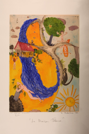 Obrazy i ryciny zatytułowany „La maison fleuve” autorstwa Martine Mabilleau, Oryginalna praca, Akwaforta