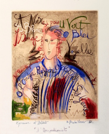Estampas & grabados titulada ""L'Accordéoniste" a…" por Martine Mabilleau, Obra de arte original, Grabado