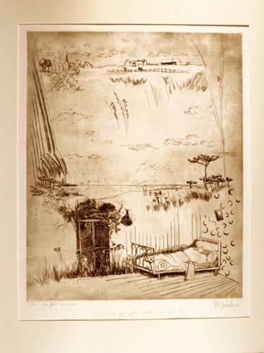 Prenten & gravures getiteld "Un peu plus haut ,…" door Martine Mabilleau, Origineel Kunstwerk, Gravure