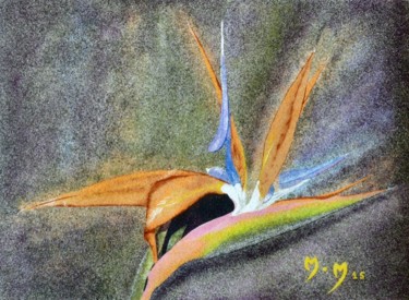 Malerei mit dem Titel "Oiseau-du-paradis" von Martine Martre, Original-Kunstwerk, Sand