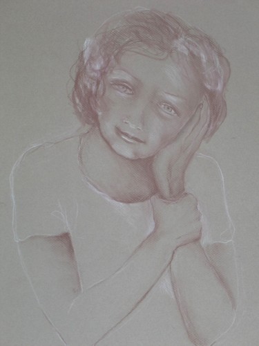 Dessin intitulée "Mamo" par Martine Mengue Blanc, Œuvre d'art originale, Pastel