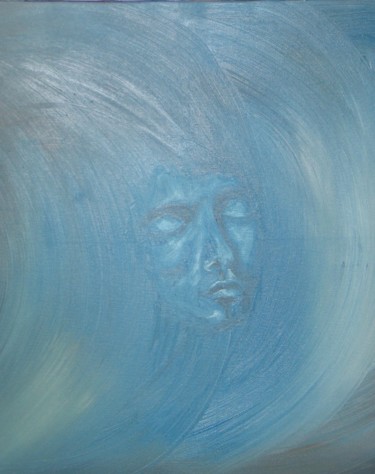 Peinture intitulée "l'homme bleu" par Martine Mengue Blanc, Œuvre d'art originale, Huile