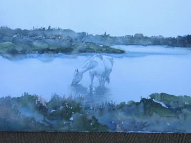 Schilderij getiteld "Camargue" door Martine Mengue Blanc, Origineel Kunstwerk