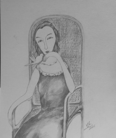 Dessin intitulée "JENNY" par Martine Mengue Blanc, Œuvre d'art originale, Crayon