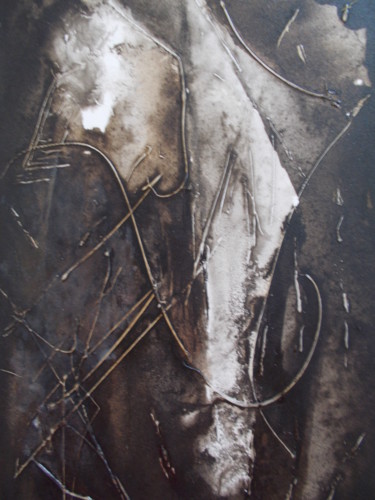 Dessin intitulée "Encre de chine - 14…" par Martine Moreau, Œuvre d'art originale, Encre