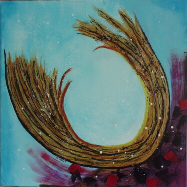 Painting titled "PAILLE" by Martine Nexon, Original Artwork, Acrylic Mounted on Wood Stretcher frame