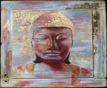Painting titled "Bouddha" by Martine Petiot, Original Artwork, Oil