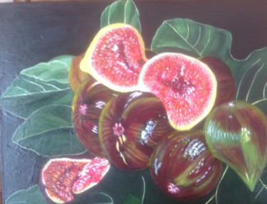 Peinture intitulée "Mes figues fraiches" par Martine Ragot, Œuvre d'art originale, Acrylique Monté sur Châssis en bois