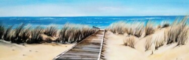 Painting titled "Plage" by Martine Romainville, Original Artwork, Acrylic