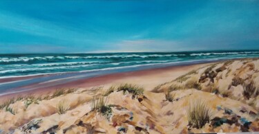 Painting titled "La dune" by Martine Romainville, Original Artwork, Acrylic Mounted on Wood Stretcher frame