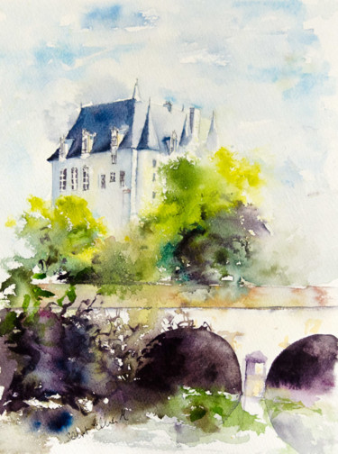 Peinture intitulée "Château Raoul" par Martine Saint Ellier, Œuvre d'art originale, Aquarelle