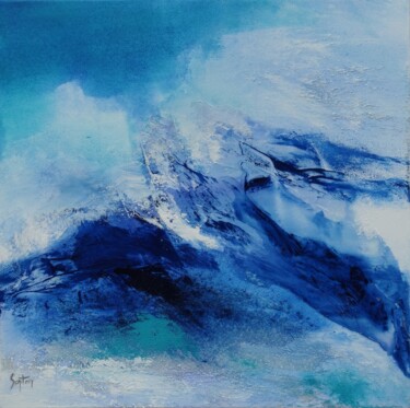 Painting titled "La vague" by Martine Sentein, Original Artwork, Acrylic Mounted on Wood Stretcher frame