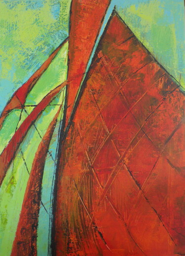 Malerei mit dem Titel "Voiles rouges" von Martine Sicard, Original-Kunstwerk, Acryl