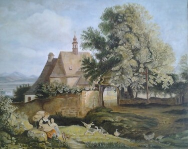 Peinture intitulée "Village de St Léon" par Martine Soubeyrand (M'Arts), Œuvre d'art originale, Huile
