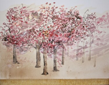 Картина под названием "Vibration Végétale…" - Martine Thibaud, Подлинное произведение искусства, Чернила Установлен на Дерев…
