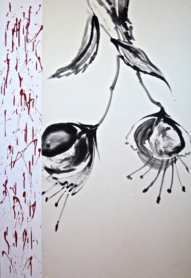 Картина под названием "Carnivore" - Martine Thibaud, Подлинное произведение искусства, Чернила Установлен на Деревянная рама…