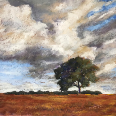 Painting titled "Alone Under The Sky" by Martine Tulet, Original Artwork, Pastel