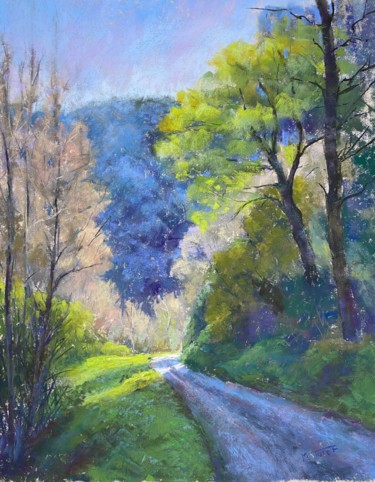 Painting titled "Spring is here" by Martine Tulet, Original Artwork, Pastel