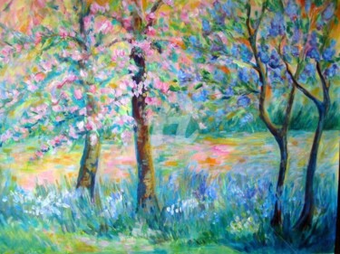 Painting titled "printemps" by Martine Vigroux, Original Artwork, Acrylic