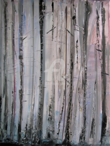 Painting titled "FORET" by Martine Vigroux, Original Artwork, Acrylic Mounted on Wood Stretcher frame
