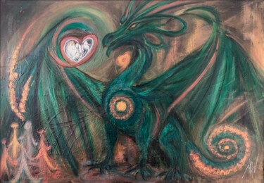 Pittura intitolato "Emerald" da Martine Weber, Opera d'arte originale, Acrilico