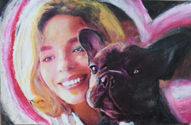 제목이 "Dog portrait: Frenk…"인 그림 Martine Weber로, 원작, 파스텔