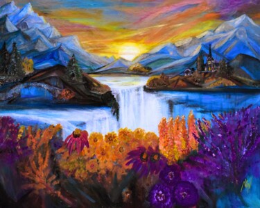 Ζωγραφική με τίτλο "Autumn Falls" από Martine Weber, Αυθεντικά έργα τέχνης, Ακρυλικό