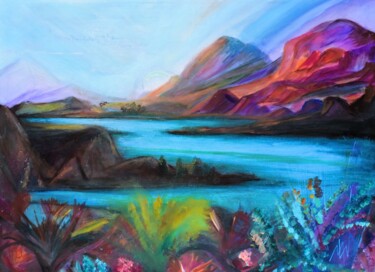 Painting titled "Gentle Sunset Valley" by Martine Weber, Original Artwork, Acrylic