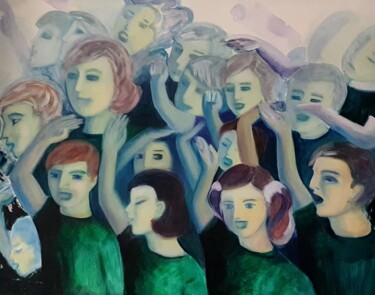 Картина под названием "Harcelée" - Martine Weinsanto, Подлинное произведение искусства, Масло