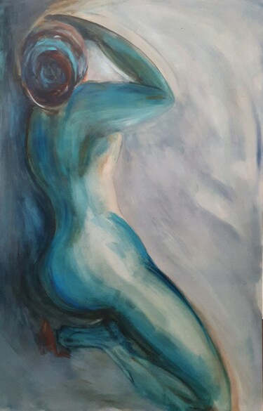 Painting titled "Le Chignon" by Martine Weinsanto, Original Artwork, Acrylic