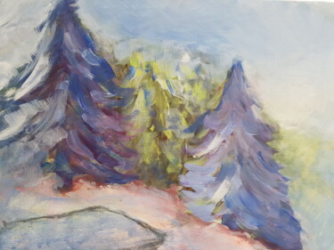 Painting titled "Sapins" by Martine Weinsanto, Original Artwork, Acrylic