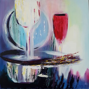 Painting titled "Fête" by Martine Weinsanto, Original Artwork, Acrylic Mounted on Wood Stretcher frame