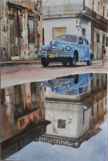 Painting titled "Cuba" by Martine Boguet, Original Artwork, Acrylic Mounted on Wood Stretcher frame