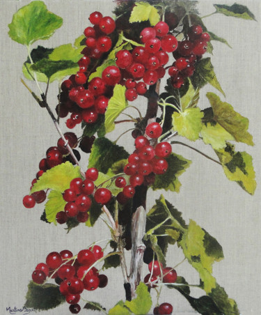 Groseilles Peinture Nature morte, acrylique, figuratif, œuvre d'art par Martine Boguet