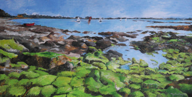 Картина под названием "Golfe du Morbihan" - Martine Boguet, Подлинное произведение искусства, Акрил Установлен на Деревянная…