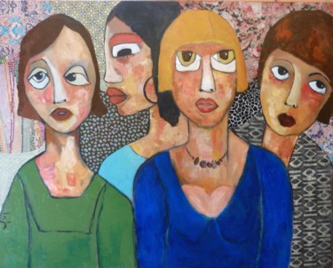 Painting titled "LES COCOTTES" by Martine Flory, Original Artwork