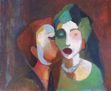 Painting titled "l'amoureux" by Martine Flory, Original Artwork, Collages