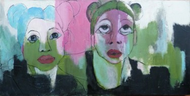 Peinture intitulée "fiffilles souris 2" par Martine Flory, Œuvre d'art originale
