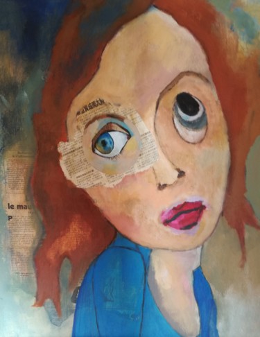 Painting titled "LINDA" by Martine Flory, Original Artwork, Acrylic