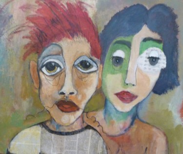 Painting titled "PAUL ET IRENE" by Martine Flory, Original Artwork, Acrylic