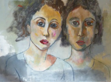 Painting titled "BLANCHE ET LUCIE" by Martine Flory, Original Artwork, Acrylic