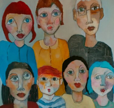 Painting titled "famille DUBOIS" by Martine Flory, Original Artwork, Acrylic Mounted on artwork_cat.