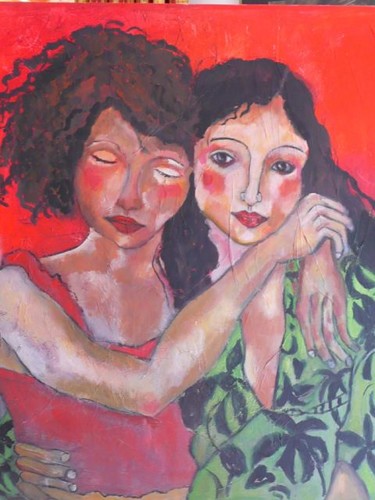 Peinture intitulée "les cousines" par Martine Flory, Œuvre d'art originale, Acrylique