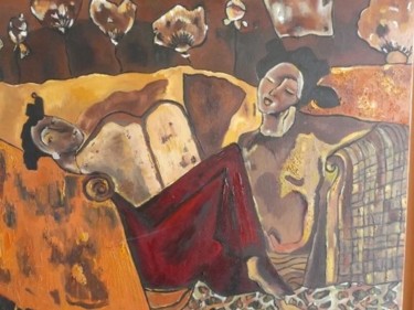 Peinture intitulée "sur le sofa à macao" par Martine Flory, Œuvre d'art originale, Huile