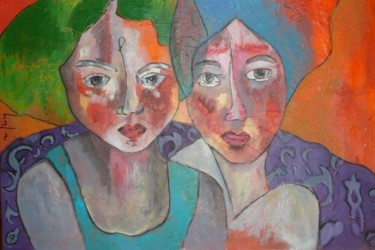 Peinture intitulée "Rosalie et Juliette" par Martine Flory, Œuvre d'art originale, Acrylique