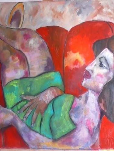 Peinture intitulée "les bas nylons" par Martine Flory, Œuvre d'art originale, Huile