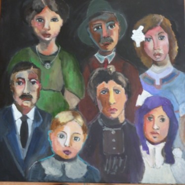 Peinture intitulée "la famille Hébrard…" par Martine Flory, Œuvre d'art originale, Huile