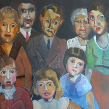 Malerei mit dem Titel "la famille ruy" von Martine Flory, Original-Kunstwerk, Öl