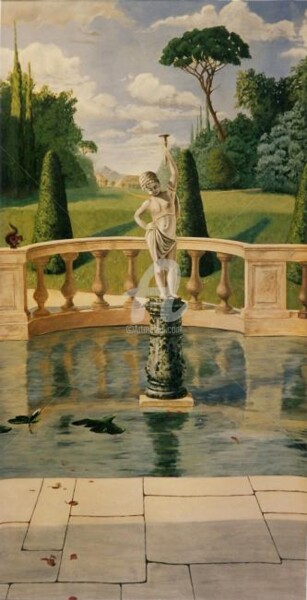 Peinture intitulée "Jardin toscan" par Mgdecors, Œuvre d'art originale, Huile