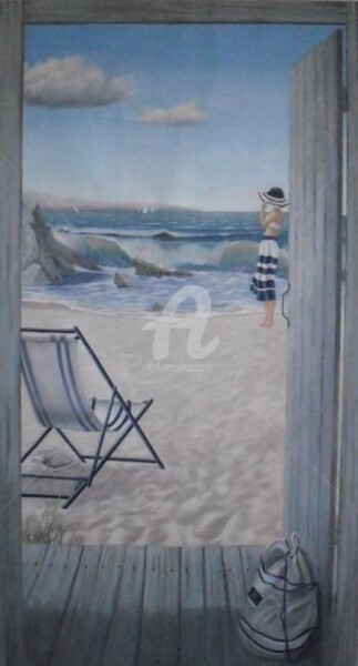 Peinture intitulée "La plage" par Mgdecors, Œuvre d'art originale, Huile